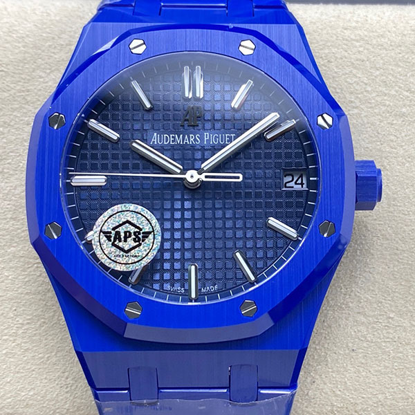 【APS製】改装オーデマ ピゲコピー時計 ロイヤルオーク 15500 シルバー 41mm ブルーセラミック 国内大人気商品